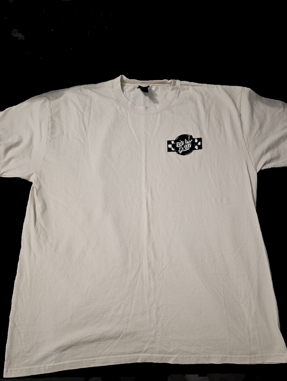 Santa Cruz Skateboards White Crewneck Tee with Small Black Chest Logo